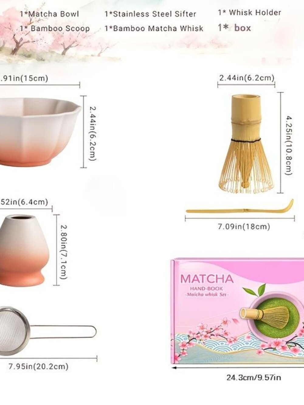 Complete Bamboo Matcha Making Set, Handmade Traditional Matcha Whisk, Scoop and